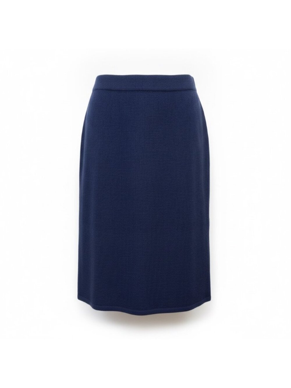 St. John Womens Navy Knit Skirt Classic Straight Elastic Waistline Size 8